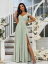 Sheath V-neck Sequin Sweep Train Prom Dress
